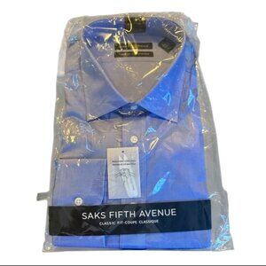 Saks Fifth Avenue Men's Blue Classic Fit black label dress shirt 18 X 34/35